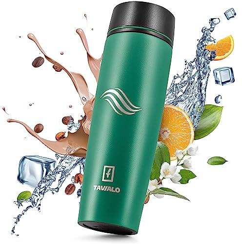 Tavialo Thermobecher 460ml Travel Mug smaragdgrün matt Inox Edelstahl, Kaffeebecher/Isolierbecher Pulverbeschichtung