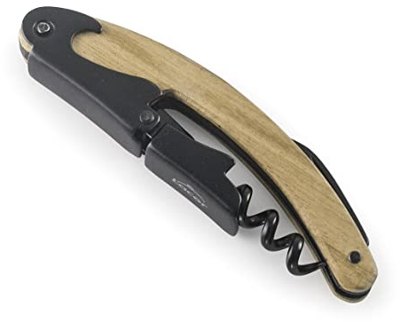 Lacor - 63046 - Korkenzieher aus Holz, Edelstahl, Korkenzieher + Flaschenöffner + Messer, Wein- und Bieröffner, 3-in-1 | Aus lebensmittelechtem Edelstahl gefertigt; hohe Korrosionsbeständigkeit und Haltbarkeit im täglichen Gebrauch