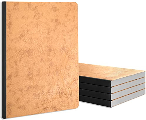 ACROPAQ – 5 x Notizbuch A5 in Lederoptik - gepunktet, A5 Format, 192 Seiten mit Leinenrücken, plastikfrei, 100% recyclebar - Notizheft, Journal, Tagebuch - Braun