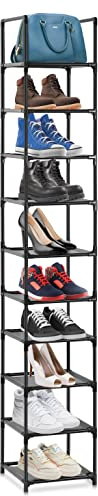 Voency Schuhregal, 10-stufiger Schuhschrank Kunststoff-Schuhregale Organizer aus Eisen, Standregal, platzsparend, multifunktional, Wohnzimmer, Schlafzimmer, Eingangsbereich, Flur, Badezimmer
