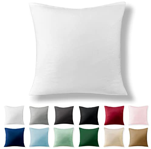 Alreya Renforcé Kissenbezug 80 x 80 cm - 100% Baumwolle mit Reißverschluss, Superweicher Kopfkissenbezug 80x80, Kissenhülle, Weiß, nur Kissenbezug