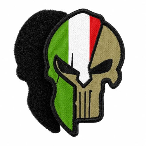 Écusson Drapeau Italie avec Velkro - Écussons 100% Brodés pour Vêtements - Écussons Pays et Drapeaux Europe - Écussons pour sacs à dos - Bouclier d'Italie (Punisher)