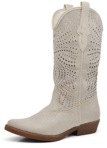 IF Fashion Scarpe Stivali Stivaletti Alla Caviglia Camperos Texani Primaverili Estivi Traforati da Donna C19004-5 beige N.37