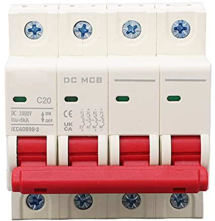1000V DC Leitungsschutzschalter 20A C20 4P Hutschiene Überlastschutz Luftschalter Sicherungsautomat für Wohnbeleuchtung Verteilerleitungen Solar PV Anlage
