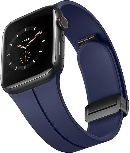 CeMiKa Bracelet Magnétique en Silicone Compatible avec Apple Watch 44mm 45mm 46mm 49mm 42mm, Bracelets de Remplacement à Fermeture Magnétique pour iWatch Ultra Serie 10 9 8 7 6 5 4 3 SE, Homme Femme