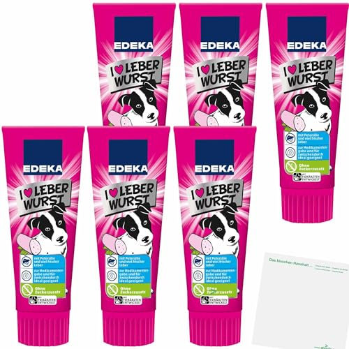 Edeka I love Leberwurst für Hunde ideal zur Medikamentengabe und für zwischendurch 6er Pack (6x75g Tube) + usy Block