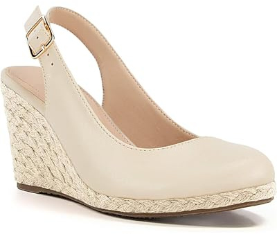 Lvemas Womens Espadrilles Wedge Sandals Closed Toe Slingback Wedges Pumps Platform Heeled Sandal