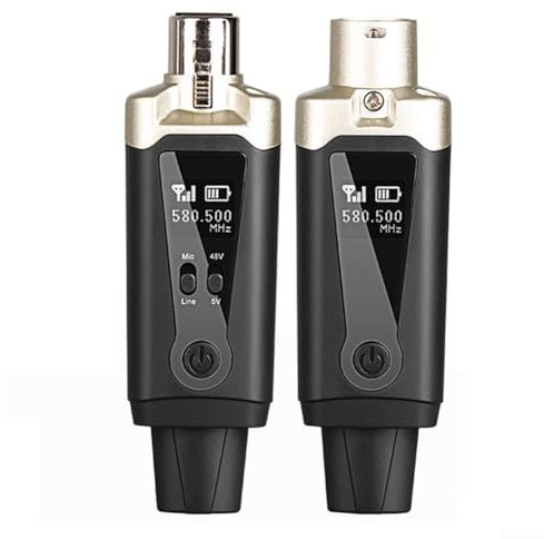 Getdoublerich Micrófono inalámbrico de frecuencia automática UHF, transmisores y receptores XLR, micrófono inalámbrico sistema de transmisión y recepción de 16 grupos de frecuencia 40Hz-20KHz