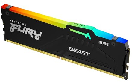 Kingston FURY Beast Nero RGB 32GB 6000MT/s DDR5 CL30 DIMM Memoria Gaming per Computer Fissi Modulo Singolo AMD EXPO/ Intel XMP - KF560C30BBEA-32