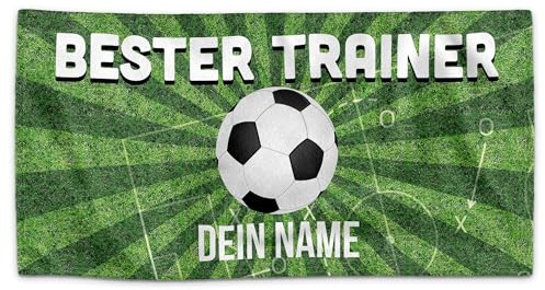 Print Royal PR Badetuch personalisiert mit Name - Bester Trainer - Handtuch mit Wunschname Bedrucken - Geschenk für Fußballtrainer, Fußball Geschenke | Individuelles Fotohandtuch - 140 x 70 cm