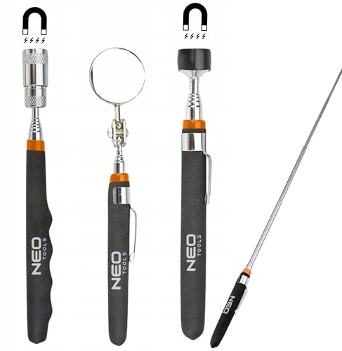 NEO TOOLS 3 TLG. Set, Teleskop Magnetheber + Inspektionsspiegel Runde + LED