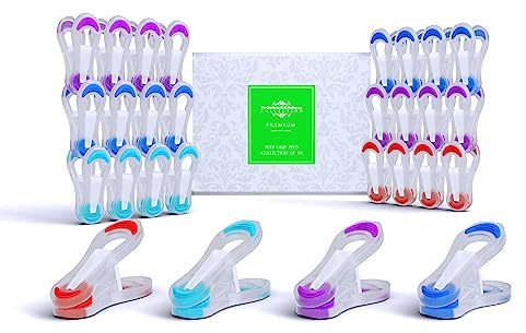Clothes Pegs for Washing Line – Soft Grip & No Metal Rust | Weatherproof, UV-Stable & Gentle on Fabrics | 24 Pack by Barkworth & Hathaway