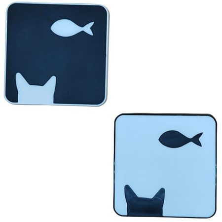 MYSUNBAR Contact Lens Travel Bag Cat and Fish Pattern Contact Lens Box for Women Girls Black Pack of 2, multicoloured, Pocket organiser