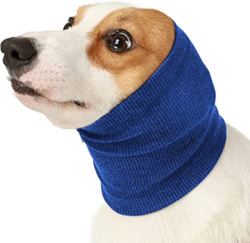Ohrenschützer für Hunde, Ohrenschützer für Haustiere, Winter, warm, Snood, Halsumfang für Hunde, Katzen, Linderung von Angst, Nackenschutz, elastisch, Halswärmer, Geräuschunterdrückung