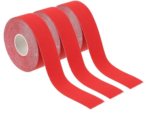 PATIKIL 16,4Pieds x 1 Pouce Tape Sport Bande Kinesiologie Ruban de Cerceau Aérien, 3 Rouleaux de Ruban Adhésif Athlétique Antidérapant pour Yoga, Sports de Rig, Gymnastique, Rouge