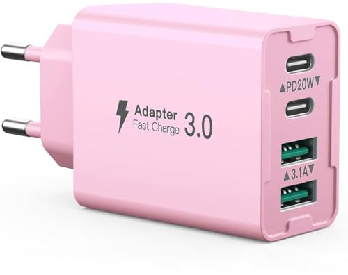 Chargeur USB C, 40W 4 Port Prise USB C Chargeur Rapide, Multi USB Secteur PD20W + QC 3.1A Type C Adaptateur Compatible avec 11/12/13/14/15 Pro Max Series/Samsung Galaxy S22/S23/S24/Smartphone/Tablet
