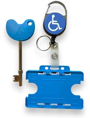 Compatible NKS/Radar UK Disabled Toilet Key with Retractable Disabled/Blue Badge Reel & Doble ID Card Holder