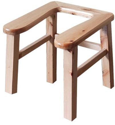 Folpus Erhöhter Toilettensitz, Toilettenstuhl, Bequemer Badezimmer-Duschstuhl aus Holz, Hilfshocker, Hock-Toilettenhocker für Erwachsene, 30cm U Shaped