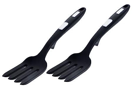OKUMEYR 2pcs Silicone Flexible Fork Cooking Fork for Pasta Server Dishwasher Safe Ergonomic Design Kitchen Pasta for Salad Mixing and Serving Food
