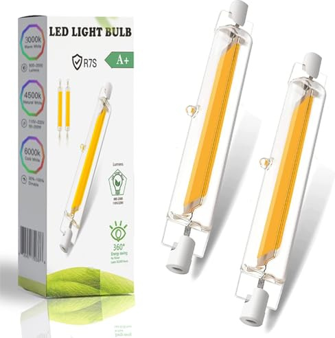 ZJZG R7S LED 78mm 10W, LED R7S 78mm Dimmbar Ersatz für 100W Halogen Leuchtmittel, R7S Leuchtmittel LED Stab Naturweiß 4500K 1000LM, Kein Flackern, 360°Abstrahlwinkel, 2er Pack