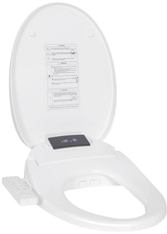 Kwanner Smart Bidet Beheizter Toilettensitz, WC Dusche mit Selbstreinigungsfunktion, Warmwasser & Trockner, Nachtlicht, Verstellbarer Wasserdruck, Einfache Montage (Weiß)