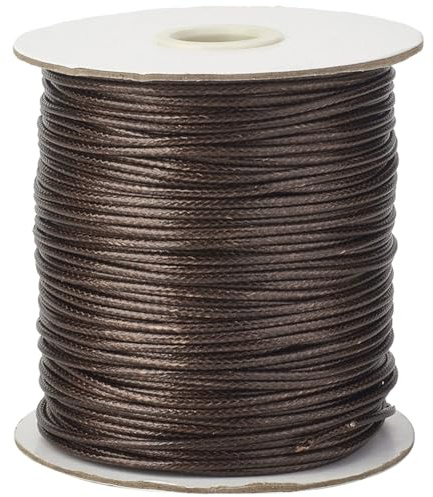 CABODYALS 175 Yards 1.5mm KokosnussBraunee Wachsschnur Glattes Gewachstes Seil Makramee Faden Polyester Armband Leder Weiche Runde Schnur Geflochtenes Schlüsselband Zum Nähen Herstellen von Schmuck De