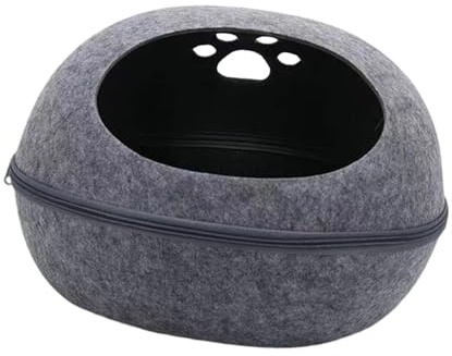KiBcsLic Niche pour Chat, Refuge Douillet pour Animaux, Design Coquille D'œuf Amovible, Protection Robuste pour Meubles, Gris Foncé