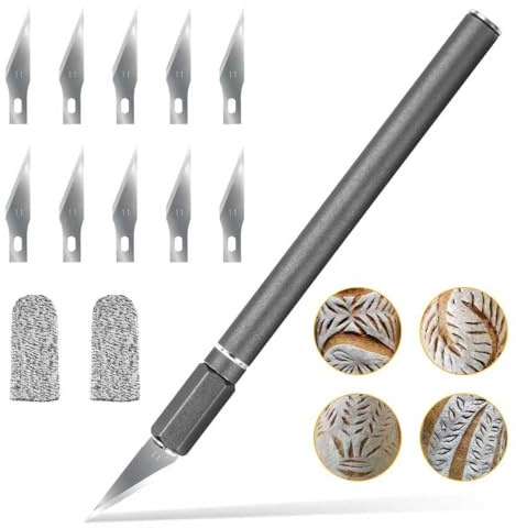 Junclyptic Upgraded Bread Lame with 10 Blades - Professional sourdough Scoring Tool for bread scoring tool, Safety Cover & Ergonomic Handle - Premium Bread Scoring Knife for Artisan Bread Making