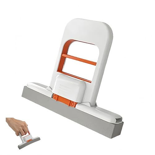 Mini trapeador Plegable de Escritorio, Herramienta de Limpieza con Esponja autoapretable, para Uso en seco y húmedo. Mini trapeador para Espacios pequeños (Blanco y Naranja)