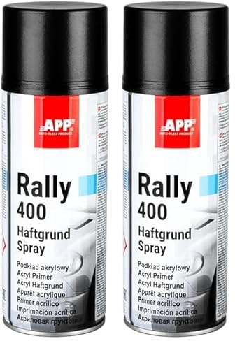 APP Rally 400 Acryl Primer Spray - Imprimación Universal | Imprimacion spray con excelente agarre | Pintura spray imprimacion para carrocería, metal, plástico y madera | 400ml | Negro (Paquete de 2)