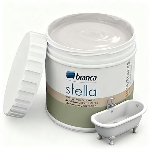 Bianca Stella Badewannenlack Ohne Schleifen - Wasserbasierter Parfümierter Sanitärlack für Badewanne, Waschbecken, Duschwanne & Emaille - Sahara, Glänzend, Kratzfest, Hochdeckend, 500ml