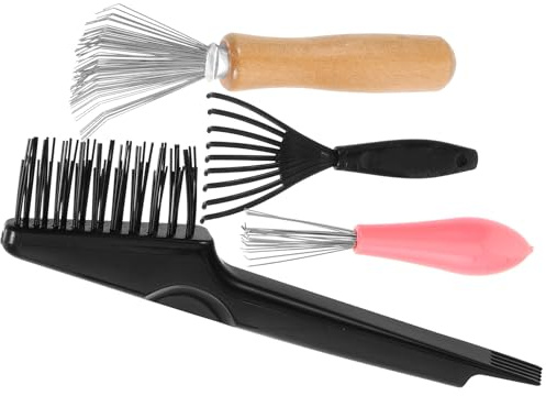 FOMIYES Limpiador de Cepillos Cabello 4 Piezas Rastrillo para Pelo Herramienta Compacta y Portátil para Eliminar Cabello y Residuos Adecuado para Cuidado Hogar