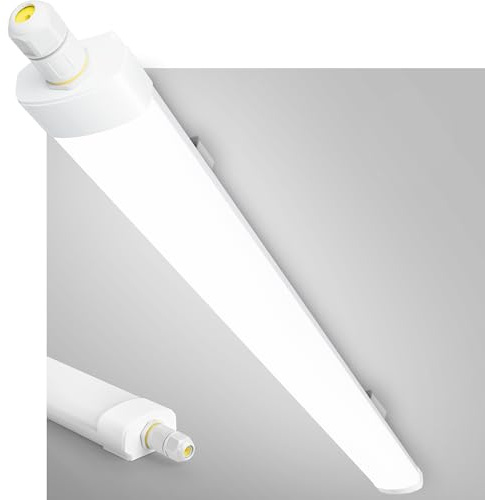 GeyouLux 2er LED Feuchtraumleuchte 120cm IP65 40W 5040 lm 5000K Kaltweiß | 192 LEDs, flimmerfrei, mit Schutzleiter, weiße, Wannenleuchte für Garage, Werkstatt, Keller und Büro