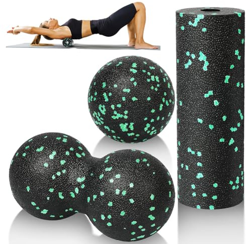 3 Pezzi Palline Massaggio, Lacrosse Ball, Sfere per Deep Tissue e Punto di Trigger, Recupero Muscolare, Schiena, Gambe, Piedi, Mani