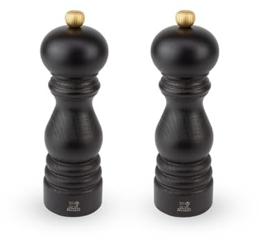 PEUGEOT - Duo Paris - Moulin à Poivre + Moulin à Sel 18 cm - Réglage Classique - Innovation Sel Glace, Mécanisme Zirlion - Bois Revalorisé Labellisé PEFC - Fabrication Française - Coloris Chocolat