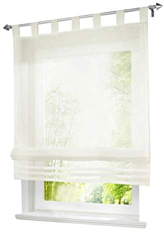 Raffrollo mit Schlaufen Gardinen Voile Transparent Vorhang 1er-Pack (BxH 80x155cm, beige)