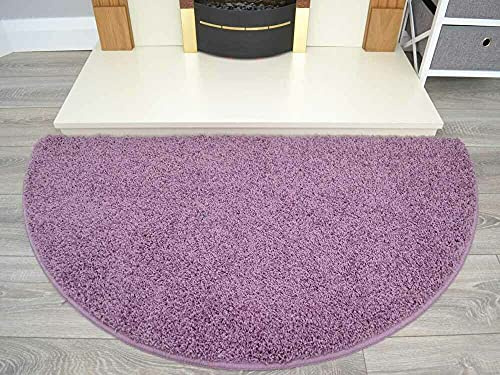 Half Moon Semi Circle Non Slip Machine Washable Hearth Living Room Fireside Rugs (Heather)