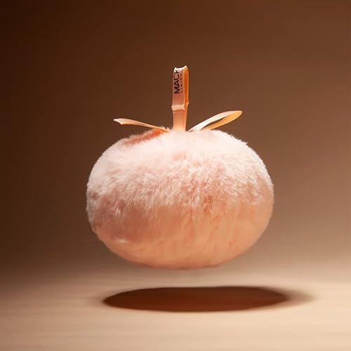 Großer flauschiger Puderquaste, Jumbo, rund, pfirsichförmig, mit Schleife, Griff, tragbar, Make-up-Kosmetikschwamm für Gesicht und Körper, 10,2 cm