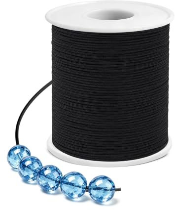 VABNEER Elastische Kordel, 100 m, 1 mm, elastische Kordel, für Armbänder und Handwerk