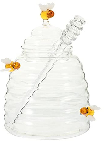DOITOOL 1 Satz Honigglas Aus Glas Behälter Mit Deckel Honigspender Honiggläser Mit Dipper Honig Mit Taucher Honig Honigbehälter Vorratsdose Aus Kristall Schatz