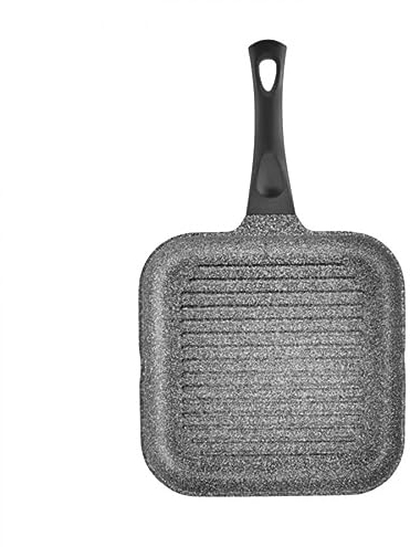 Karaca Serra Grey Biogranite Grillpfanne 28cm,Beschichtung in Granitoptik, Ergonomisch Geformten, Bratpfanne, Pfannen, Crepe Pfanne Granit