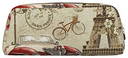 OCELIO Paris Postkarte Leder Reißverschluss Stereoskopische Stift Tasche Bunte Schreibwaren Tasche Make-up Tasche Aufbewahrungstasche