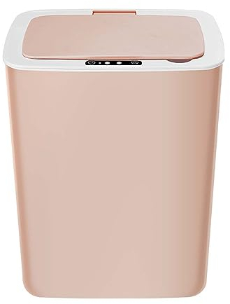 14L Touchless Kitchen Trash Can with Lid,Plastic Waterproof Garbage Can,Rechargeable Motion Sensor Smart Trash Can,Slim Trash Bin for Kitchen Bathroom Bedroom Office (Pink)