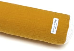 Blausberg Baby - Seitenschläferkissen in 100% Musselin-Baumwolle Nackenrolle Kuschelschlange Stillkissen Zugluftkissen in Dunkel Blau (Senf Gelb, 200 cm)