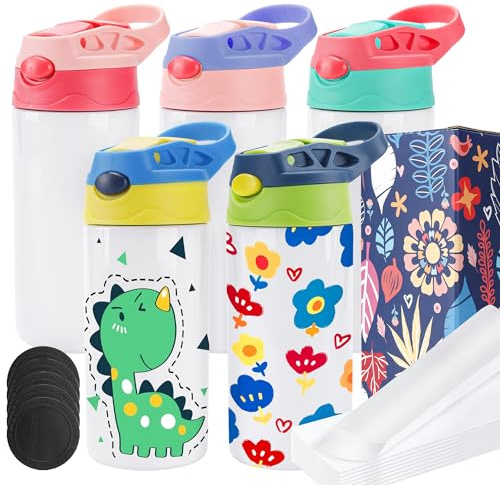 Joyclub Sublimationsbecher für Kinder, 340 ml, 5 Stück | BPA-freier Sublimationsbecher für Kinder mit rutschfester Unterseite, verhindert effektiv Auslaufen oder Verschütten