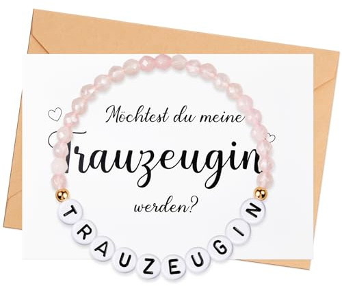 Otuuz Trauzeugin Brautjungfer Geschenk Trauzeugin Fragen Stretch Armband Möchtest Du Meine Brautjungfer Werden Karte mit Umschlag Hochzeit JGA Schmuck