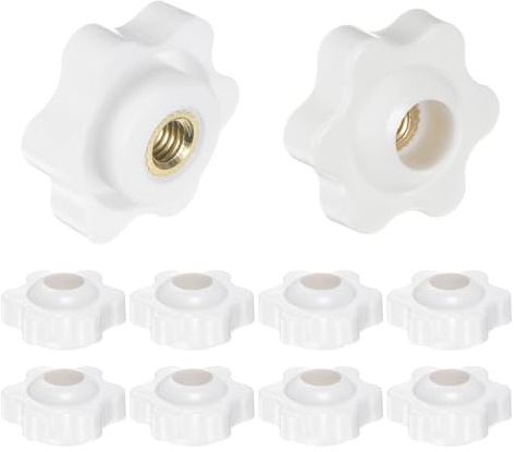 QUARKZMAN 10 Stück Sterngriffmutter M5 Flügelmuttern mit Gewinde, Rändelmutter Handgriff Durchgangsloch Klemmmutter 25mm Spannknopf für Werkzeugmaschinen Anlagen Fitnessgeräte, Weiß