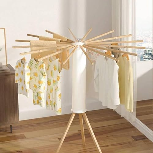 Platzsparender Wäscheständer, Aluminuim/PVC/Holz, weiß, 112 x 112 x 124 cm