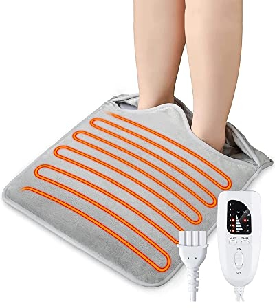 OHaGin Weicher und atmungsaktiver elektrischer Fußwärmer, schnell aufheizend, Winterstiefel, Schuhe, Ganzkörper-Flanell-Heizkissen mit 6 Heizstufen, 4 Timer, automatische Abschaltung
