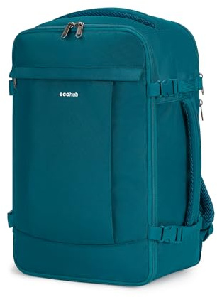 ECOHUB Ryanair Cabin Bags 40x20x25，20L Anti-theft Underseat Carry On Travel Backpack, Recycled Hand Luggage Bag with Laptop Compartment,Flight Rucksack bag for men women, Blue Green (Patent Pending)